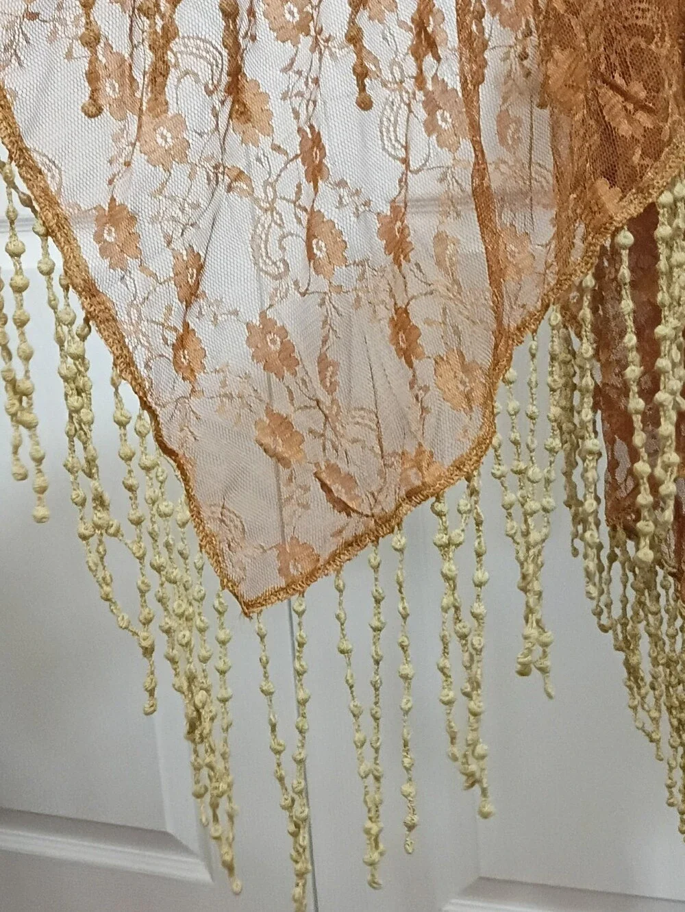 Browning Brown & Tan Lace Scarf with Cream Fringe Trim